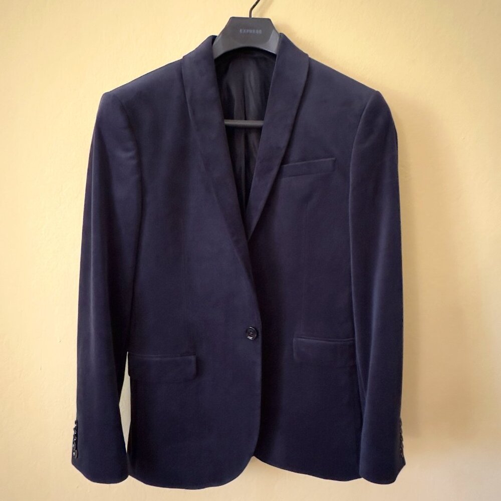 Navy Blue Suede Blazer